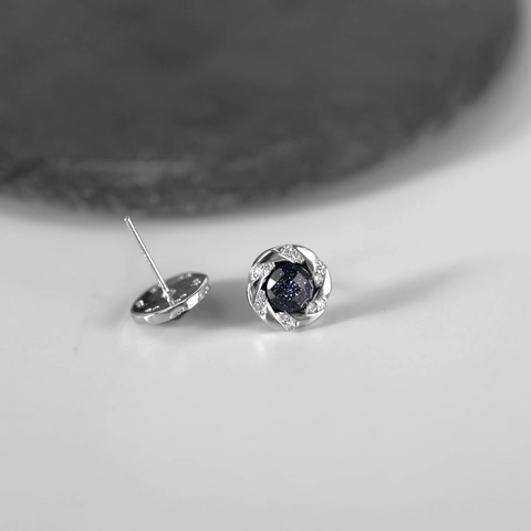Orecchini a Bottone in Rame Minimalisti Con Pietra di Sabbia Blu Strass Design a Stella Gioielli alla Moda per Uomo Donna
