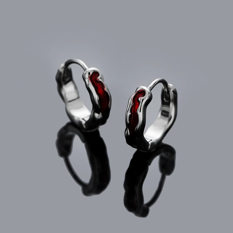 Unisex Unregelmäßige Rote Venom Textur Creolen Kupfer Galvanisiert Flüssiges Metall Gothic Punk Stil Ohrring Schmuck Geschenk