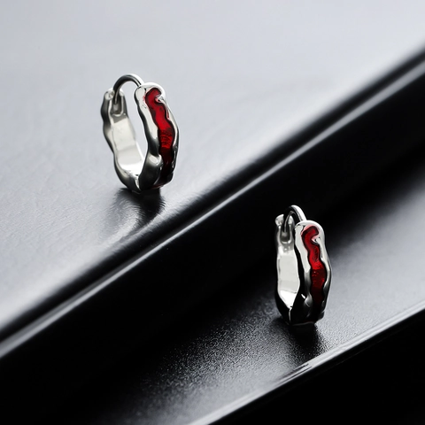 Unisex Unregelmäßige Rote Venom Textur Creolen Kupfer Galvanisiert Flüssiges Metall Gothic Punk Stil Ohrring Schmuck Geschenk