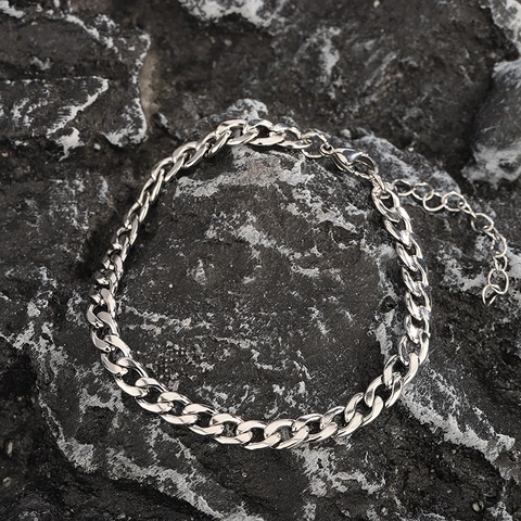 Pulsera de Cadena de Eslabones de Acero de Titanio para Hombre Mujer Minimalista Plateado Pulsera Ajustable Joyería