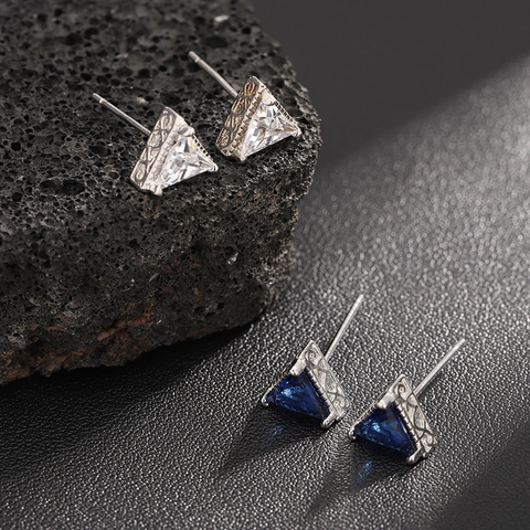 Trendy Dreieck Schliff Strass Ohrstecker Kupfer Plattiert Geometrische Edelstein Ohrringe Für Herren Damen Hip Hop Schmuck
