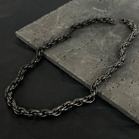Vintage Schwarz Titanstahl Halskette Schlangenmuster Torsionskette Punk Hip Hop Industrie Stil Unisex Schmuck