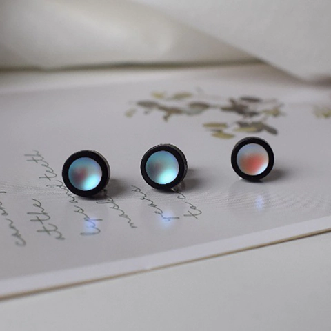 Pendientes de Botón de Cobre Redondos Minimalistas Unisex Con Vidrio Colorido Galvanizado Geométrico Círculo Pendientes Moda Joyería Vintage Accesorio