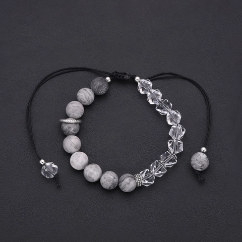 Steen Strass Armband Voor Heren Dames Trendy Verstelbaar Handgemaakt Minimalistisch Niche Grijze Marmeren Kralen Sieraden