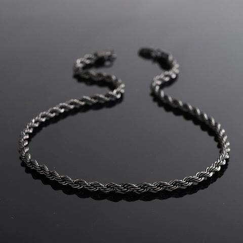 Minimalistisch Titaniumstaal Gedraaide Touwketting Halsketting Zwart Verguld Hip Hop Sieraden Voor Heren Dames Veelzijdig Accessoire