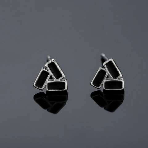 Orecchini a Bottone a Triangolo Geometrico Hip Hop per Uomo Donna Perno in Argento Sterling 925 Rame Goccia d'Olio Gioielli Minimalisti