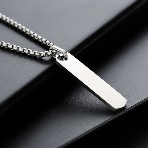 Minimalistische Titaniumstaal Geometrische Rechthoekige Hanger Ketting Voor Mannen Vrouwen Zilveren Kleur Gepolijste Venetiaanse Ketting