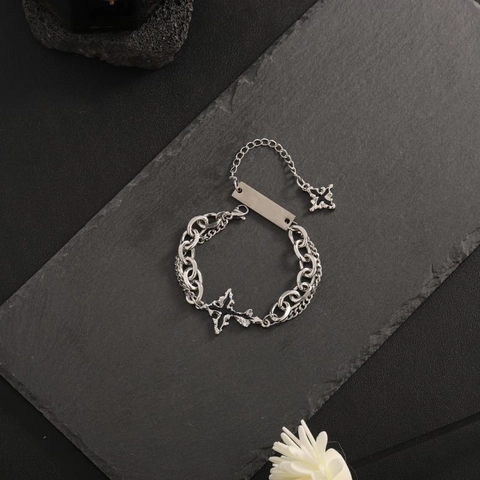 Dark Gothic Cross Necklace Bracelet Titanium Steel Spliced Chain Pendant Necklace Punk Streetwear Simple Jewelry Gift Men