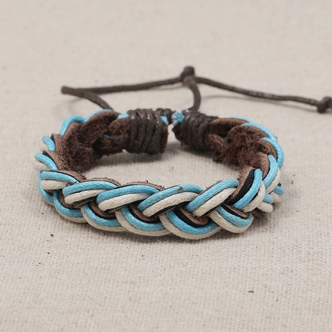 Vintage Multi-layer Hand-woven Leather Bracelet For Men Bohemian Adjustable Wax Cord Braided Wristband Punk Fashion Jewelry Gift