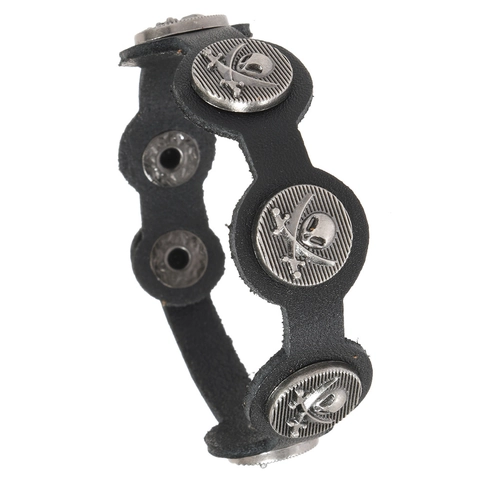 Bracelet en Cuir Vintage Punk Forme Teschio pour Hommes Femmes Réglable Charme Métallique Bracelet de Motard Bijoux de Mode Cadeau