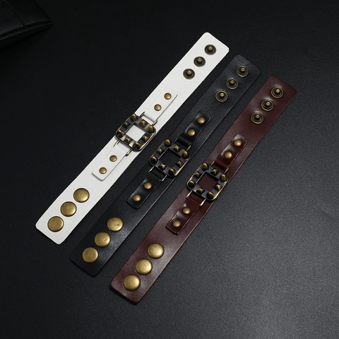 Vintage Punk Rock Breites Leder Armreif Herren Geflochtenes Armband Mit Legierung Nieten Retro Mode Schmuck Geschenk