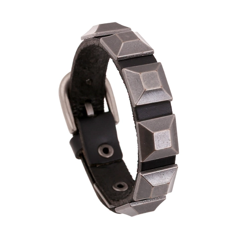 Bracciale in Vera Pelle Vintage Punk Con Rivetti in Metallo Bracciale Regolabile in Pelle di Vacca per Uomo Donna Gioielli Street