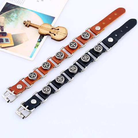 Vintage Herren Punk Kreuz Rindsleder Armband Gothic Rock Legierung Verbunden Biker Manschette Schmuck Verstellbar Geschenk