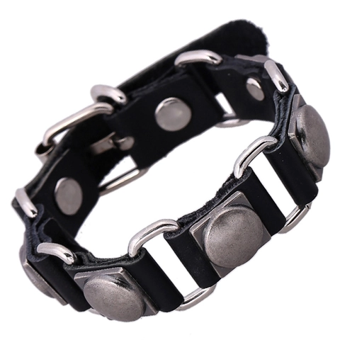 Pulsera de Cuero Punk Vintage Hecha a Mano de Piel de Vaca Pulsera de Remaches Para Hombres Mujeres Joyería Ajustable Estilo Rock