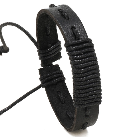 Retro Handgeflochtenes Rindsleder Armband Für Herren Damen Verstellbar Punk Stil Gewebter Wachsseil Armreif Modeschmuck