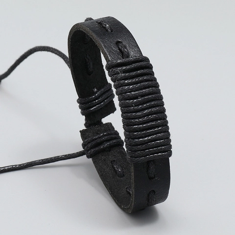 Retro Handgeflochtenes Rindsleder Armband Für Herren Damen Verstellbar Punk Stil Gewebter Wachsseil Armreif Modeschmuck