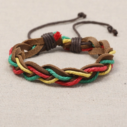 Retro Handmade Woven Cowhide Leather Bracelet For Men Women Bohemian Multilayer Braided Cord Wristband Punk Jewelry Gift