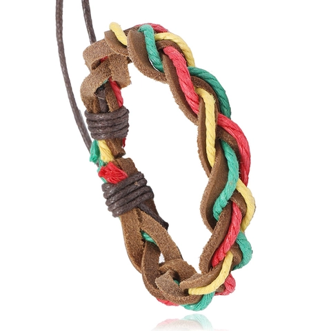Retro Handmade Woven Cowhide Leather Bracelet For Men Women Bohemian Multilayer Braided Cord Wristband Punk Jewelry Gift