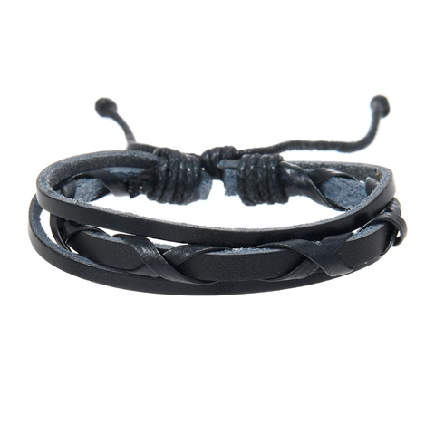 Handgefertigtes Gewebtes Kunstleder Armband Verstellbare Wachsschnur Mehrlagiges Punk Retro Lässig Unisex Mode Schmuck Geschenk