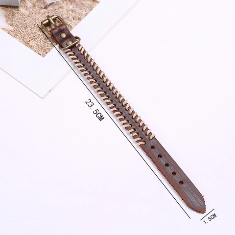 Vintage Herren Rindsleder Armband Handnaht Distressed Verstellbar Punk Biker Manschette Armreif Legierung Schmuck Geschenk