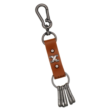 Portachiavi in Vera Pelle Vintage per Uomo Donna Retro Lega Multi Gancio Portachiavi da Cintura Vita Appeso Portachiavi Regalo
