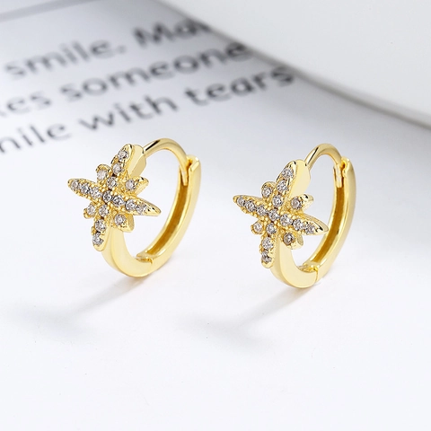 925 Sterlingsilber Achtzackiger Stern Ohrreifen Für Damen Funkelnde Strass Oktagramm Charm Stern Ohrringe Eleganter Schmuck