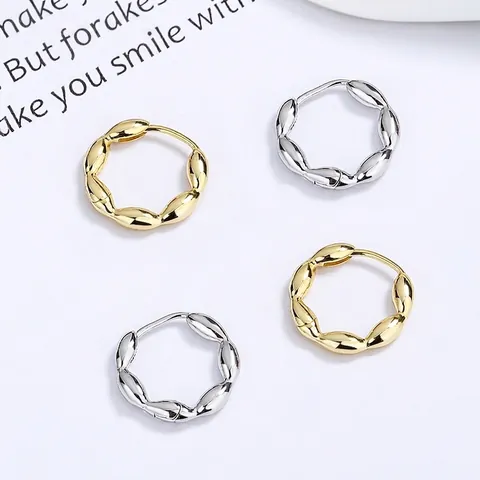 Orecchini a Cerchio Intrecciati in Argento Sterling 925 per Donna Orecchini Geometrici Minimalisti a Trama Ondulata Gioielli Regalo