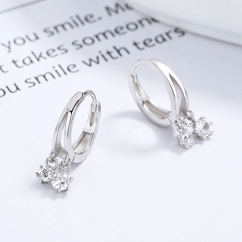 Orecchini a Cerchio in Argento Sterling 925 Con Nappina in Zirconia Per Donna Orecchini Pendenti Minimalisti Gioielli