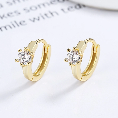 Orecchini a Cerchio in Argento Sterling 925 con Strass a Sei Griffe Donna Minimalisti Placcati Oro Argento Gioielli