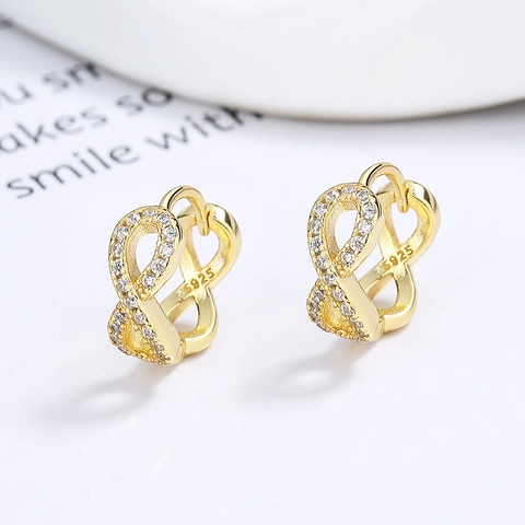 Orecchini a Cerchio Infinity in Argento Sterling 925 per Donna Orecchini Huggie Minimalisti Geometrici con Strass Gioielli