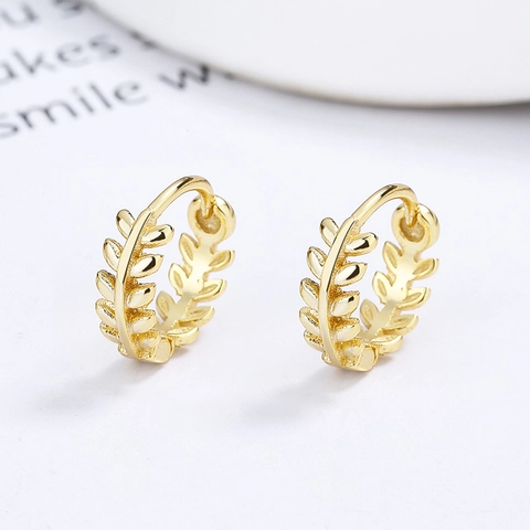 Pendientes de Aro de Plata de Ley 925 con Hoja Pendientes Huggie Botánicos Simples para Mujer Joyería Diaria