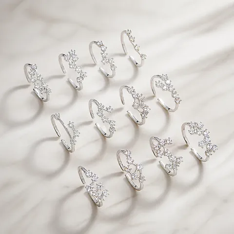 925 Sterlingsilber Zwölf Tierkreiszeichen Offene Ringe Für Damen Mode Verstellbar Konstellation Strass Eingelegt Personalisierte Fingerring Schmuck Geschenk