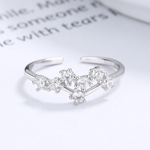 925 Sterlingsilber Zwölf Tierkreiszeichen Offene Ringe Für Damen Mode Verstellbar Konstellation Strass Eingelegt Personalisierte Fingerring Schmuck Geschenk