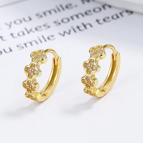 925 Sterlingsilber Vierblättriges Kleeblatt Ohrringe Für Damen Weißgold Strass Eingelegt Mode Minimalistisch Schmuck Geschenk