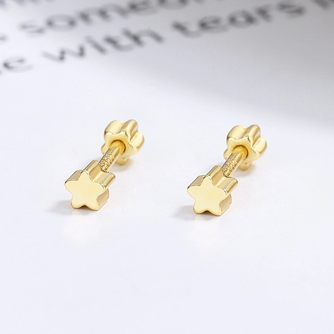 Boucles d'Oreilles Clous en Argent Sterling 925 Étoile Cœur Ronde pour Femmes Minimaliste Simple Fermoir à Vis Bijoux