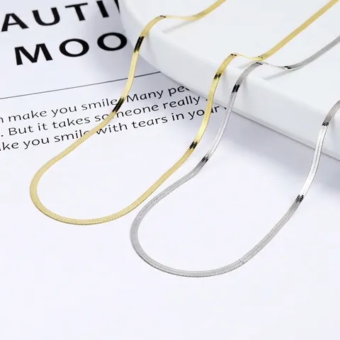 Collar de Cadena de Serpiente Plana de Plata de Ley 925 Minimalista Joyería de Espiga Ajustable para Mujer Regalo Diario