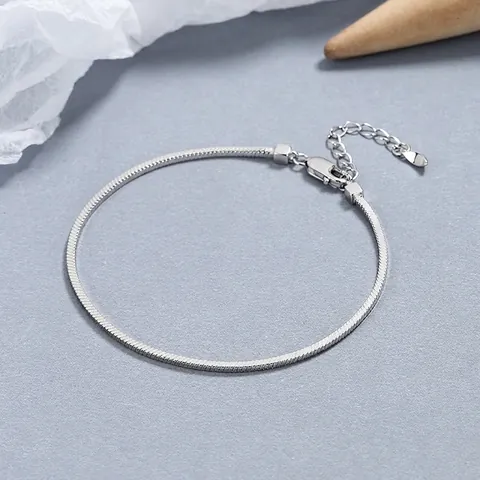 Bracciale a Catena a Serpente Quadrata in Argento Sterling 925 per Donna Stile Ins Minimalista Catena da Polso Regolabile Gioielleria Regalo