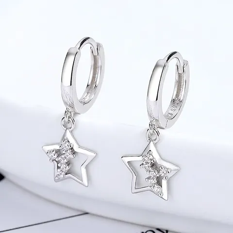 925 Sterling Zilveren Ster Oorringen Voor Dames Minimalistisch Sierlijk Stras Celestial Ster Bedeltje Huggie Oorbellen Sieraden
