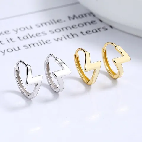 925 Sterlingsilber Blitzschlag Creolen Für Damen Minimalistische Geometrische Z-Form Strass Ohrringe Gold Silber Plattiert Schmuck