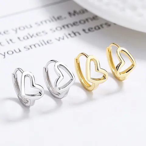 925 Sterlingsilber Hohl Herz Creolen Für Damen Minimalist Mode Design Huggie Ohrringe Schmuck Accessoire Geschenk