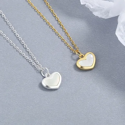925 Sterlingsilber Herz Anhänger Halskette Weißes Perlmutt Minimalistische Schlüsselbeinkette Für Damen Schmuck Geschenk