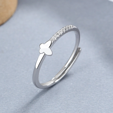 925 Sterlingsilber Schmetterling Offener Ring Für Damen Verstellbar Minimalistisch Strass Eingelegt Modeschmuck Geschenk
