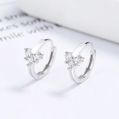 Orecchini a Cerchio in Argento Sterling 925 con Zirconia a Cuore per Donna Piccoli Orecchini Huggie Placcati Argento