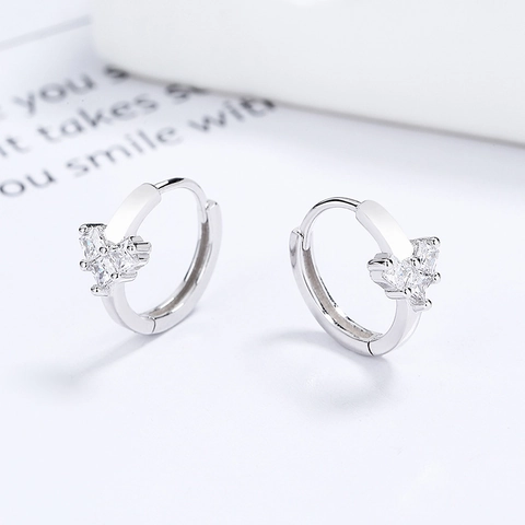 Orecchini a Cerchio in Argento Sterling 925 con Zirconia a Cuore per Donna Piccoli Orecchini Huggie Placcati Argento