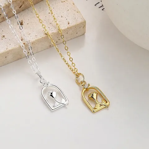 Elegant 925 Sterling Silver Rose Flower Necklace For Women Romantic Bell Jar Pendant Rhinestone Inlaid Clavicle Chain Jewelry Gift