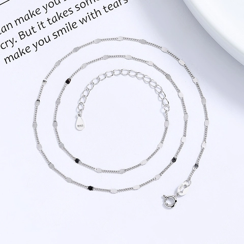 S925 Sterling Silver Bead Chain Necklace For Women Minimalist Dainty Sequin Choker Gold Silver Plated Fashion Jewelry Gift