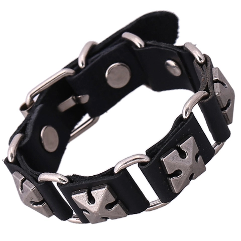 Pulsera de Cuero de Capa Superior de Piel de Vaca Punk Vintage Con Amuletos de Aleación de Metal Para Hombres Mujeres Joyería Hecha a Mano Rock Fashion