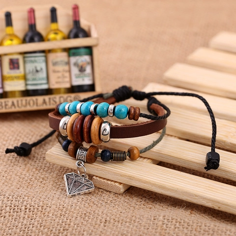 Vintage Punk Lederarmband Für Damen Herren Mehrlagiges Geflochtenes Perlenarmband Bohemian Ethnic Style Handgefertigter Schmuck