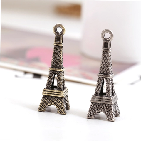 Retro Eiffel Tower Alloy Pendant For DIY Jewelry Making Handmade Necklace Bracelet Accessory Vintage Bronze Silver Building Charm