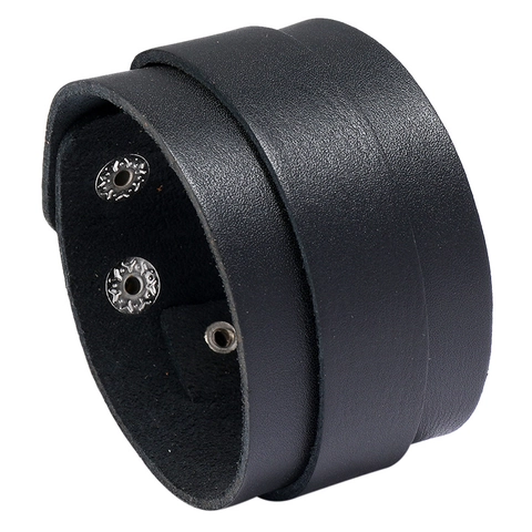 Herren Punk Vintage Breites Rindsleder Armband Metall Druckknopf Verstellbare Manschette Armreif Hip Hop Streetwear Schmuck Geschenk